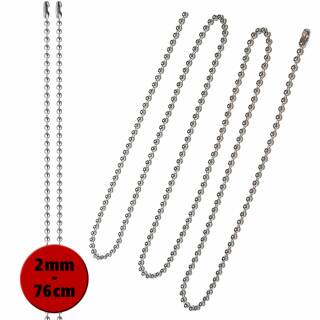 Halskette, Neck Chain, Kugelkette aus Edelstahl, 2 mm, 76 cm lang, im 3er Pack
