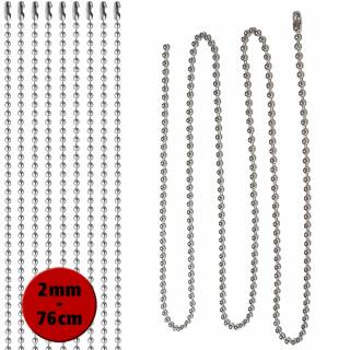 Halskette, Neck Chain, Kugelkette aus Edelstahl, 2 mm, 76 cm lang, im 10er Pack