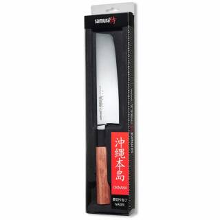 Samura OKINAWA Nakiri Kochmesser, 17,2 cm, mit AUS-8 Stahl und Holzgriff