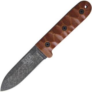 ESEE Camp Lore PR-4, 1095HC Klinge mit schwarzem Oxide Finish und Lederscheide