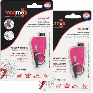 Resqme Rettungswerkzeug mit Glasbrecher und Gurtschneider, 2-er Set, pink