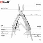 Ganzo FB Multitool G301-H aus Edelstahl mit 26 Werkzeugen, Bitset, Nylontasche