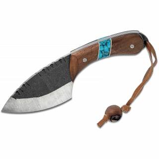 Condor Blue River Skinner mit 9 cm Klinge, Walnussholzgriff und Lederscheide