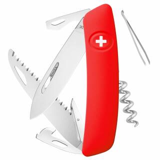 Swiza D05 Taschenmesser in rot, 12 Funktionen wie 7,5 cm Klinge, Korkenzieher