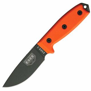 ESEE Model 3, Messer mit 1095HC Klinge, orange G10 Griffschalen, ohne Scheide
