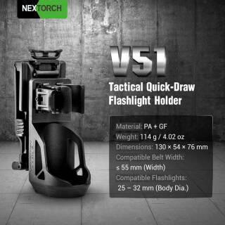 Nextorch V51 Tactical Quick-Draw Holster Taschenlampenhalter mit Gürtelclip