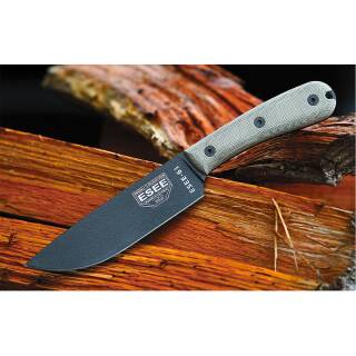 ESEE Model 6 Messer mit 1095HC Klinge, grner Micarta-Griff, schwarze Lederscheide