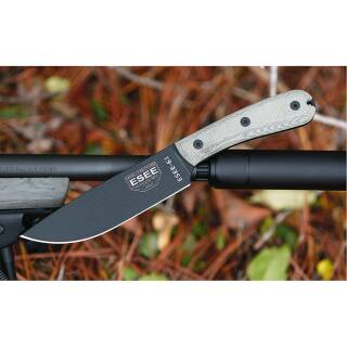 ESEE Model 6 Messer mit 1095HC Klinge, grner Micarta-Griff, schwarze Lederscheide
