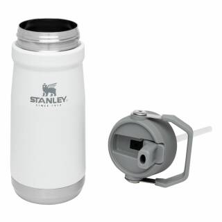 Stanley Classic Iceflow Flip Straw Trinkflasche, 0,5L, 18/8 Edelstahl, weiß