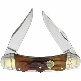 Rough Ryder Double Lock Brown Stag Bone, Taschenmesser mit Hirschknochengriff