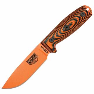ESEE Model 4 3D, Messer mit 1095HC Klinge, oranger G10 Griff, Scheide + Clip