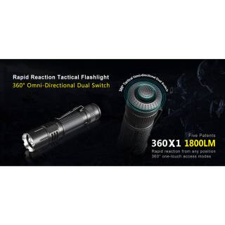 Klarus 360X1 Tactical Light mit 1800 (ANSI) Lumen und 360 Grad Ringschalter
