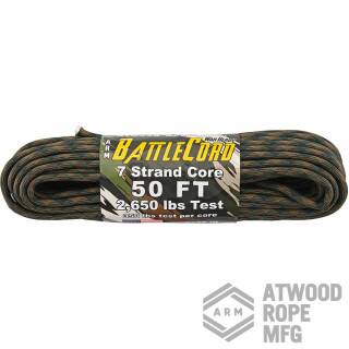 Atwood Rope MFG - ARM BattleCord Paracord, Woodland Camo, 15,24 m, 6 mm