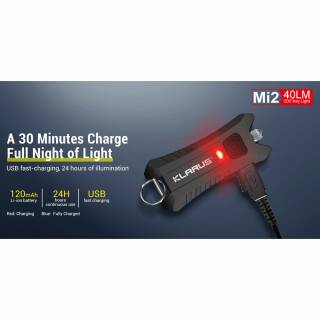Klarus MI2 LED-Schlüsselbundlampe, 40 Lumen mit eingebautem Akku, schwarz