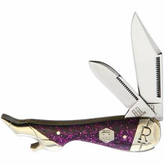 Rough Ryder Taschenmesser mit 2 Edelstahlklingen und violetten Acrylgriff
