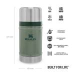 Stanley Classic Legendary Food Jar, 700 ml, 18/8 Edelstahl, Hammerschlag grün