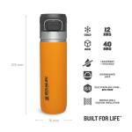 Stanley Go Quick Flip Water Bottle, Flasche mit 700 ml, vakuumisoliert, saffron