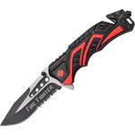 MTech A865FD Einhandmesser Fire mit A/O, 8,9 cm Edelstahlklinge und Alugriff