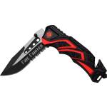 MTech A865FD Einhandmesser Fire mit A/O, 8,9 cm Edelstahlklinge und Alugriff