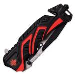 MTech Rettungsmesser mit Firefighter Logo, A/O Edelstahlklinge und Alugriffschalen