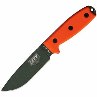 ESEE Model 4 Messer mit 1095HC Klinge, oranger G10 Griff, Scheide + Clip