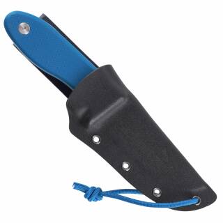Schnitzel UNU, Kinder-Messer mit G-10 Griff in blau und Kydex-Gürtelscheide