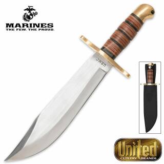 United Cutlery USMC Jungle Bowie mit 23,5 cm Edelstahlklinge und Ledergriff