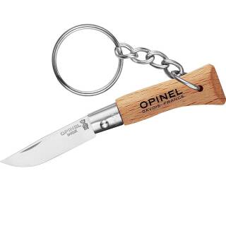 Opinel No 2 - Schlüsselanhänger mit Taschenmesser 3,5 cm Klinge und Holzgriff