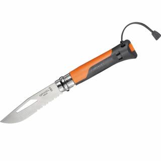 Opinel Outdoor No 8 orange, 8,2 cm Klinge aus 12C27 Stahl mit Teilsägezahnung