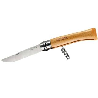 Opinel No 10 - Taschenmesser mit Korkenzieher, 9,9 cm Klinge, Buchenholzgriff