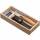 Opinel No 8 Taschenmesser mit Olivenholzgriff und braunem Etui in der Holzbox