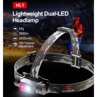 Klarus HL1, Multifunktionskopflampe mit 1200 Lumen, 7 Modi und USB Ladekabel