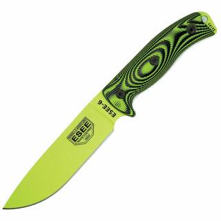 ESEE Model 6 3D, Messer mit 1095HC Klinge in grün, G10 Griff, Scheide + Clip
