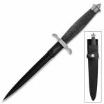 Gil Hibben Black Shadow Dagger mit schwarzer Klinge und Leder-Gürtelscheide