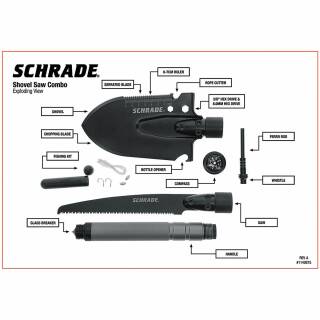 Schrade Frontier Shovel Saw Combo All-In-One, Schaufel, Axt, Säge, Kompass