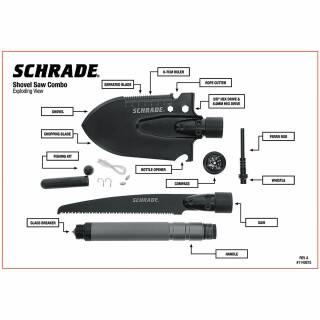 Schrade Frontier Shovel Saw Combo All-In-One, Schaufel, Axt, Sge, Kompass
