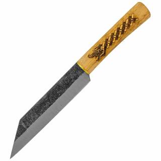 Condor Norse Dragon Seax Knife mit 1095HC Klinge, Hickorygriff, Lederscheide