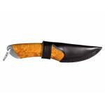 Helle Jagd-/Outdoormesser FIRE, Modell 190, Dreilagenstahl, Lederscheide