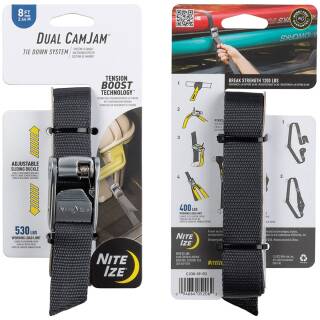 Nite Ize Dual CamJam Tie Down Spannsystem für Gepäck und Ausrüstung, 8ft/2,44m