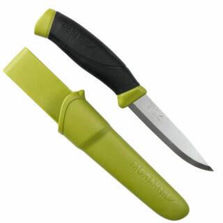 Morakniv Companion Messer in olive green mit Edelstahlklinge und TPE Griff