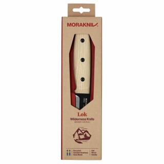 Morakniv Lok Blackblade Ash Wood, Messer mit Edelstahlklinge und Lederscheide